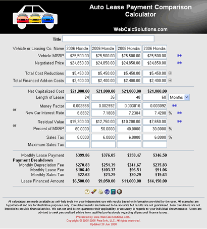 Nissan lease payment calculator